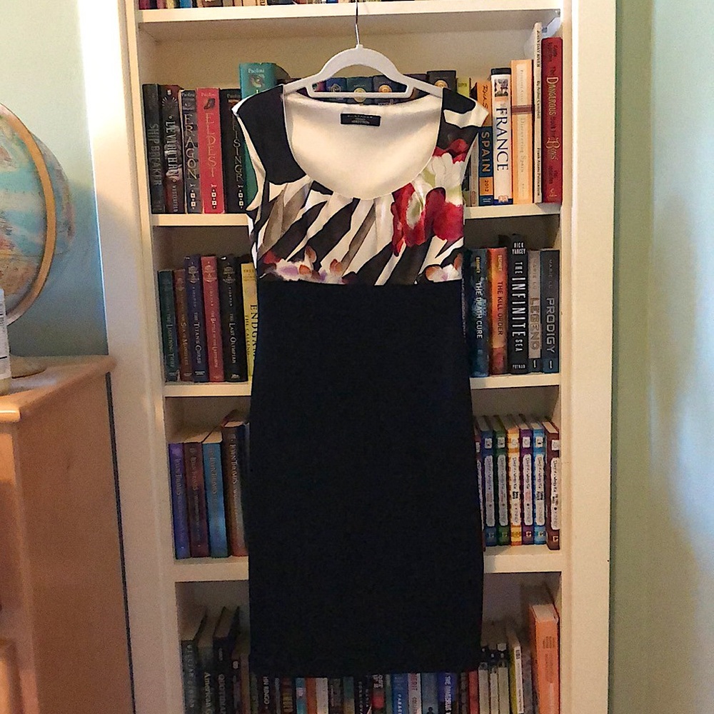 Formal black dress with silk accent